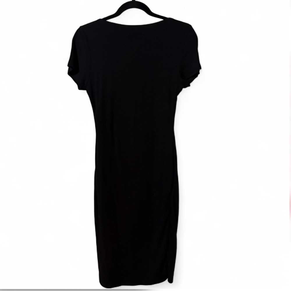 Heart Hips Black Ribbed Bodycon Dress Scoop Neck NWT Cotton Blend L - Picture 2 of 7